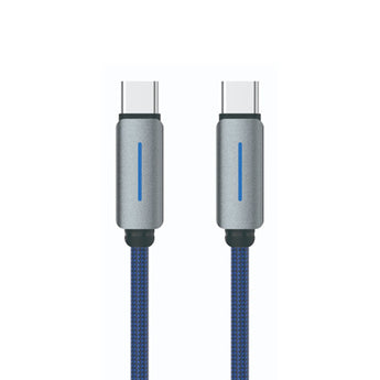 Logilink Type C To Type C Nylon Fast Charging Data Cable With Light 1m (1 Year Warranty) Blue