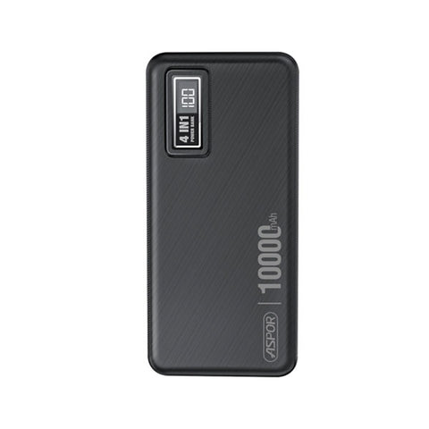 Aspor A300 Power Bank Original 10000mah Li-polymer Battery 4 In1 Power Bank Black