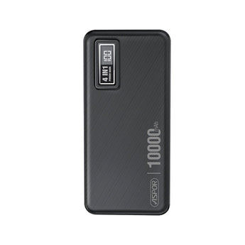 Aspor A300 Power Bank Original 10000mah Li-polymer Battery 4 In1 Power Bank Black