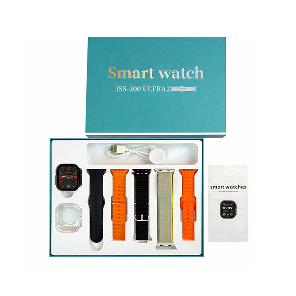 Jss-200 Ultra2 5 Straps + 1 Silicone Case 2.0 Inch Bt Call Smart Watch With Magnetic Charger Hryfine App Gold