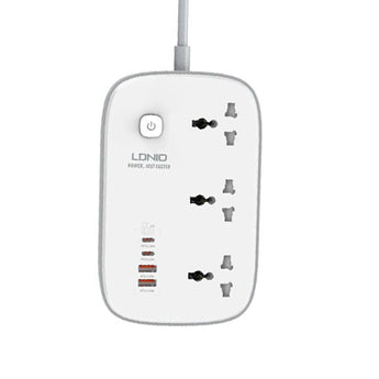 Ldnio Sc3416 65w Gan Fast Charging 3250w Power Extension 3 Sockets 2 Usb-c + 2 Usb-a