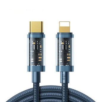 Joyroom S-cl020a12 Type-c To Lightning 20w Data Cable 1.2m Transparent Nylon Blue