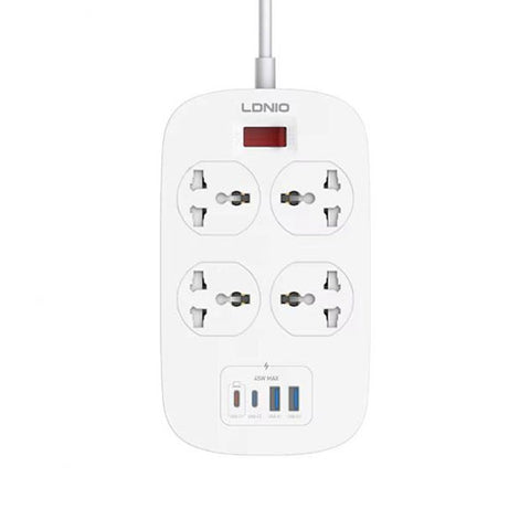 Ldnio Sc4407c 2500w Power Extension 4 Sockets 2 Usb-a + 2 Usb-c 2m