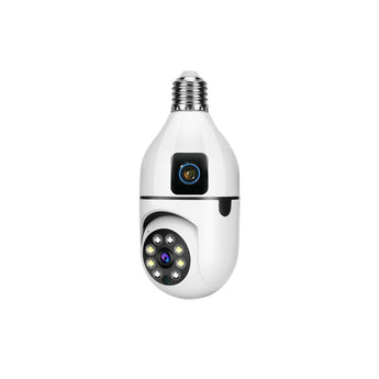 Speed-x Sp-e28-2 Dual Lens Bulb Camera 1080p Wifi Panoramic Night Vision Motion Detection With V380 Pro App