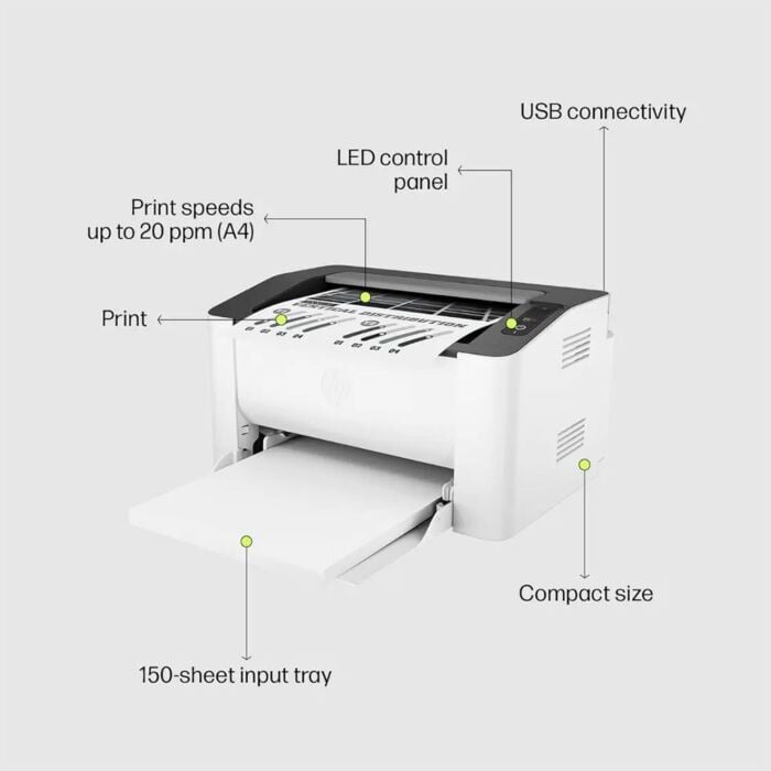HP LaserJet 108A B&W Printer (White)