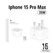 IPHONE 15 PRO MAX 3 PIN (UK PIN) 35W USB-C POWER ADAPTER (WITHOUT PACKING)