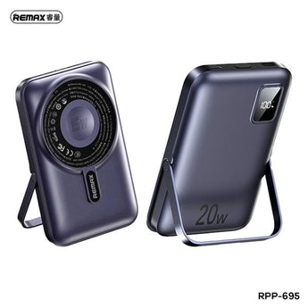 REMAX RPP-695 3 IN 1 (15W M/W) 22.5W + PD 20W POWER BANK WITH FOLDABLE STAND BLUE