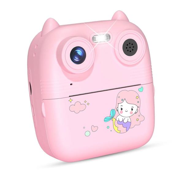 D8S CHILDRENS TIME FRONT/BACK REAR HD DIGITAL THERMAL PRINT CAMERA 1080P 48MP PINK