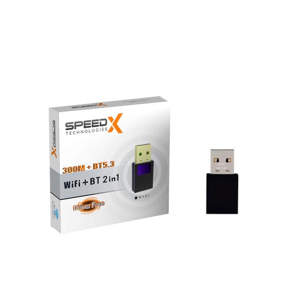 SPEEDX ALFA W107 (2-IN-1) WIFI + BLUETOOTH 5.3 USB ADAPTER 300MBPS PLUG &amp; PLAY
