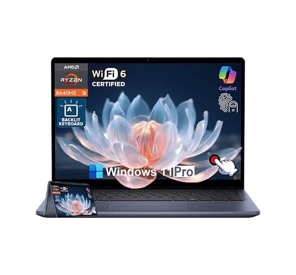 Dell Inspiron 14 7445 2-in-1 Business Laptop - AMD Ryzen 5 8640HS 6-Core Processor 8-GB 512-GB SSD AMD Radeon Graphics 14" Full HD+ 1200p WVA IPS CV Touchscreen Convertible Display WavesMaxx Audio Backlit KB FP Reader W11 (Midnight Blue, NEW)
