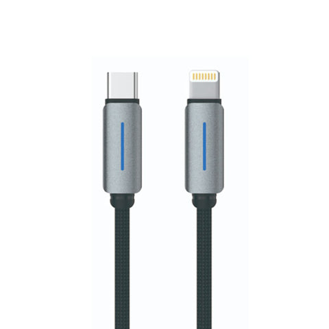 Logilink Type C To Lightning Nylon Fast Charging Data Cable With Light 1m (1 Year Warranty) Black