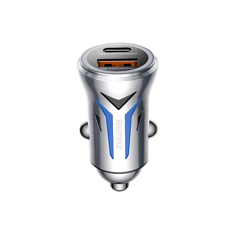 Remax Cc06 36w Dual-port Zinc Alloy Fast Car Charger With Led Light